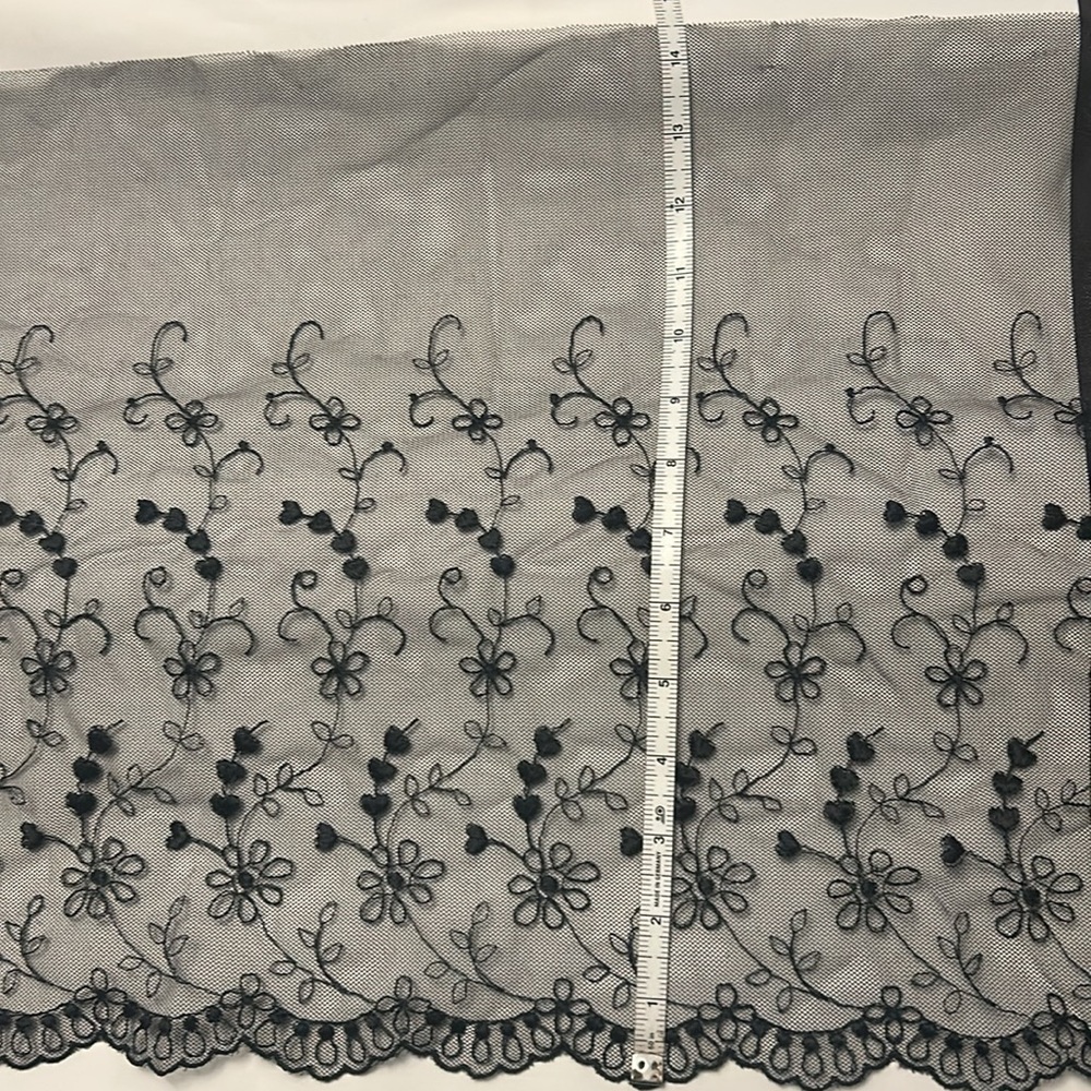 Wide Embroidered Black Net - Picture 3 of 6